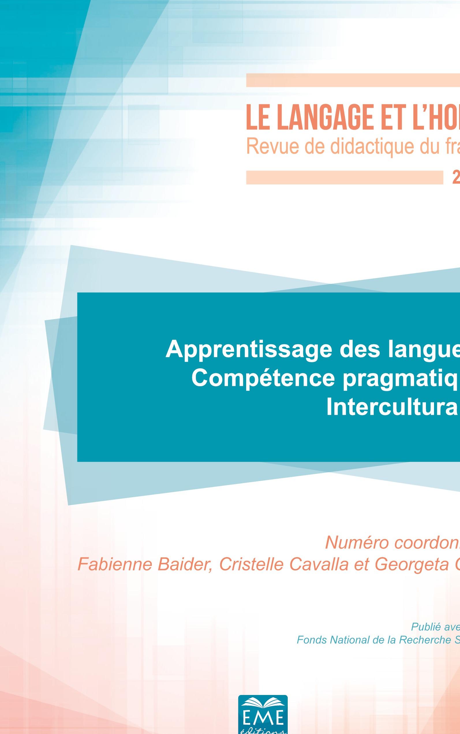 Vorderes Coverbild Apprentissage des langues: Compétence pragmatique, Interculturalité