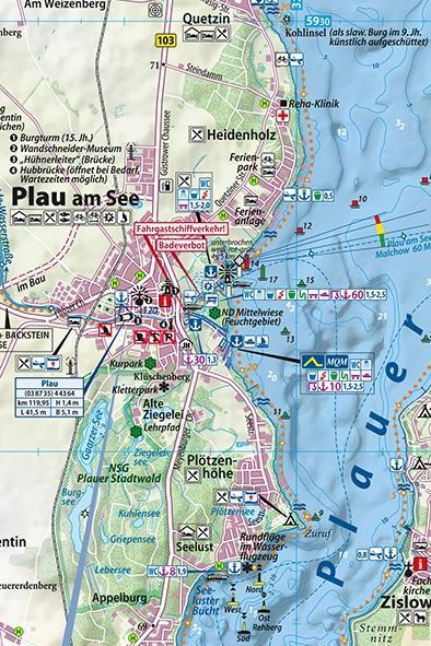 Beispielinhalt (Bild) Klemmer Pocket Gewässerkarte Müritz und Plauer See 1:50.000