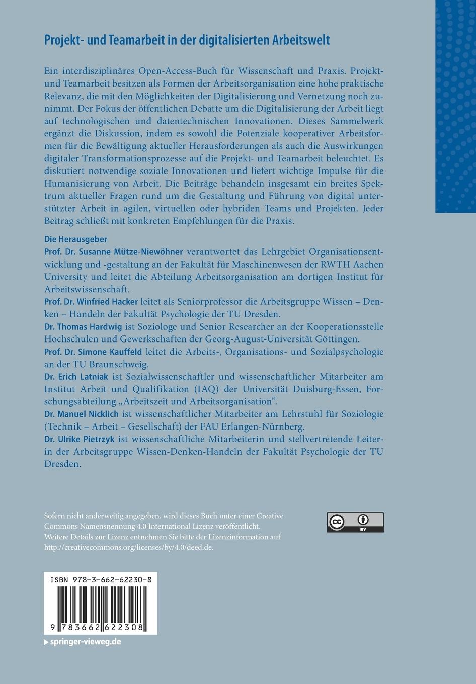 Rückseitencover Projekt- und Teamarbeit in der digitalisierten Arbeitswelt