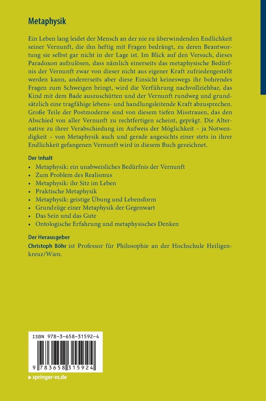 Rückseitencover Metaphysik