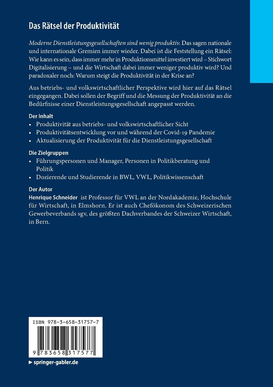Rückseitencover Das Rätsel der Produktivität