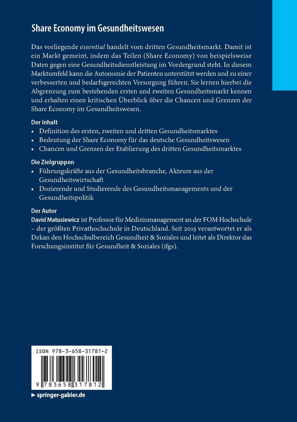 Rückseitencover Share Economy im Gesundheitswesen