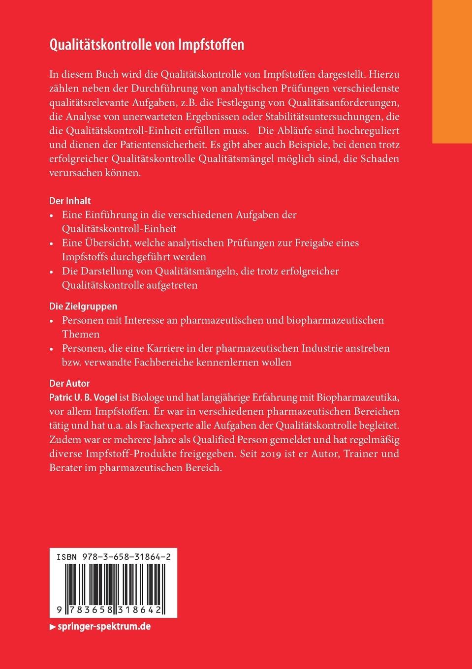 Rückseitencover Qualitätskontrolle von Impfstoffen