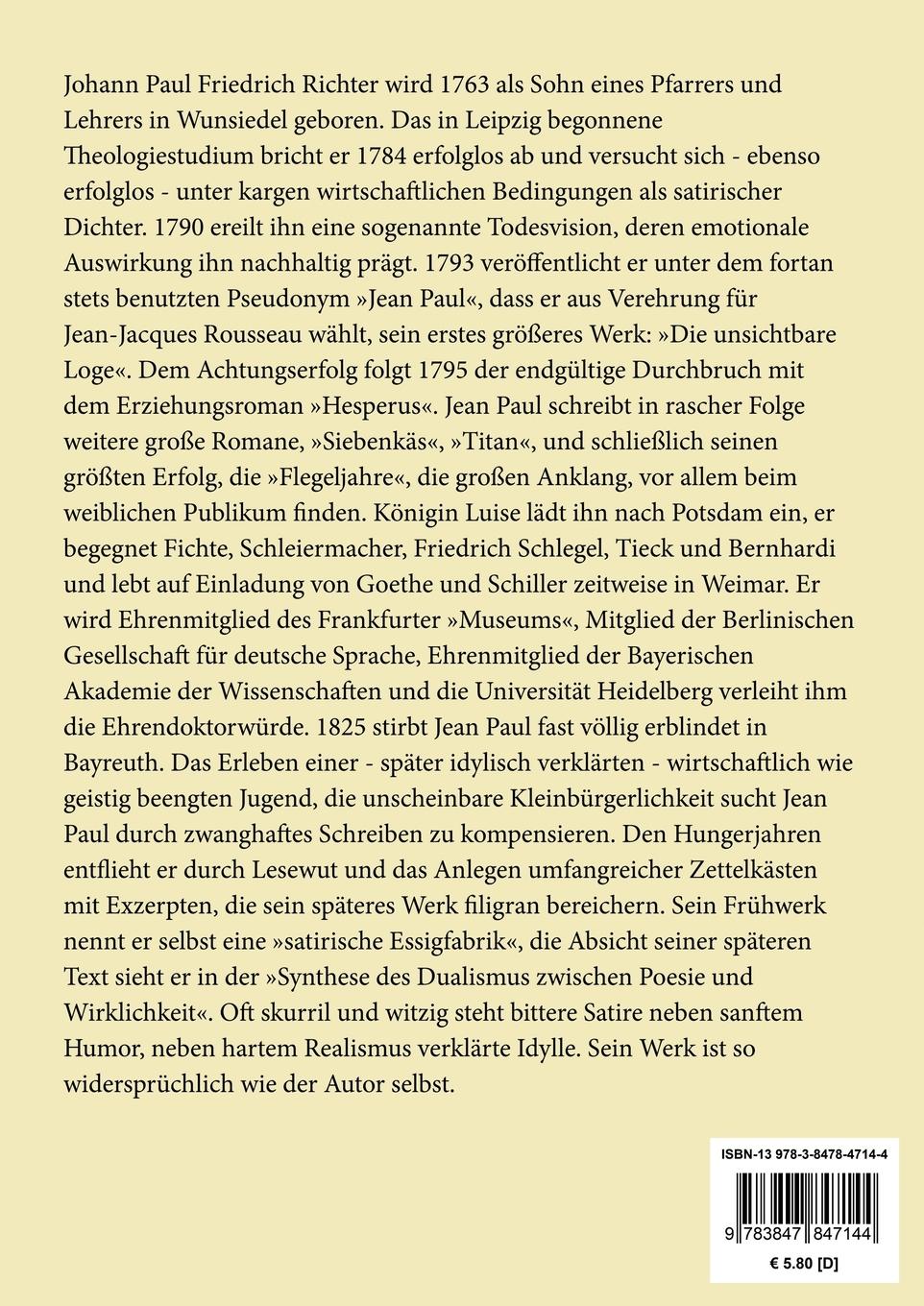 Rückseitencover Leben des vergnügten Schulmeisterlein Maria Wutz in Auenthal (Großdruck)