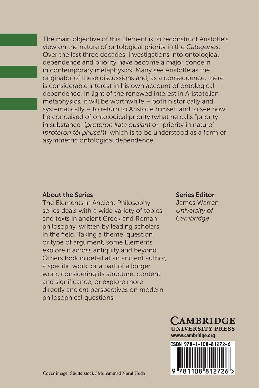 Rückseitencover Aristotle on Ontological Priority in the Categories