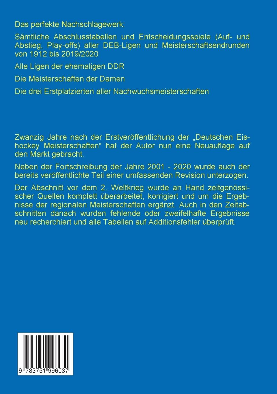 Rückseitencover Deutsche Eishockey Meisterschaften 1912 - 2020