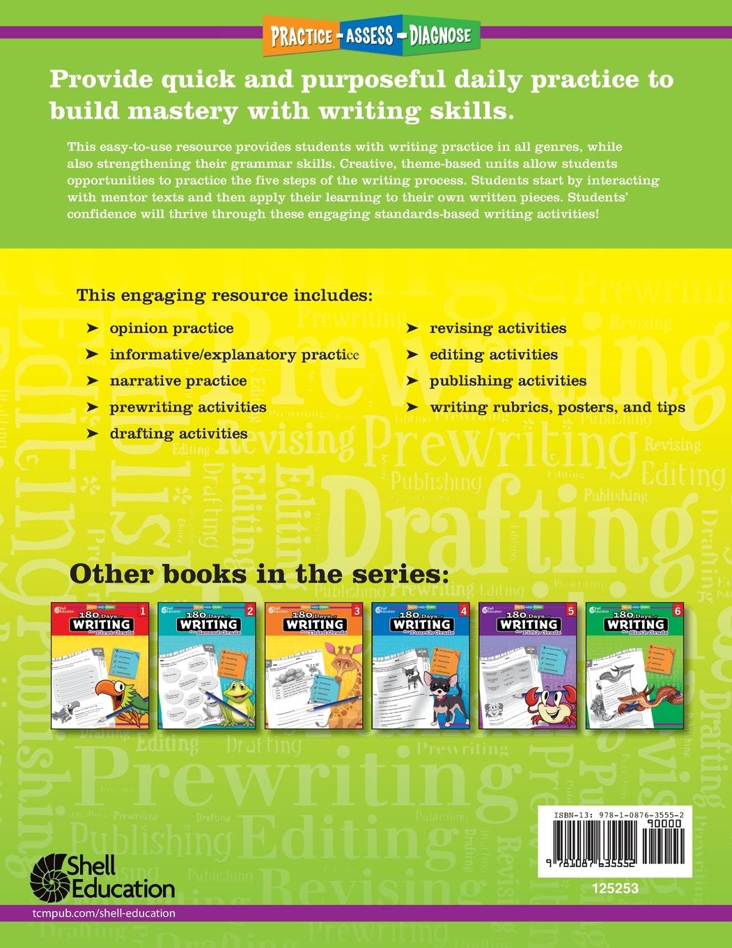 Rückseitencover 180 Days of Writing for Kindergarten (Spanish)