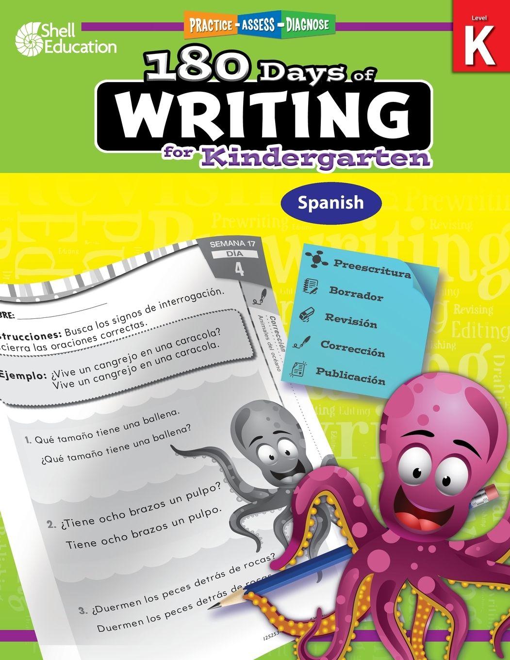 Vorderes Coverbild 180 Days of Writing for Kindergarten (Spanish)