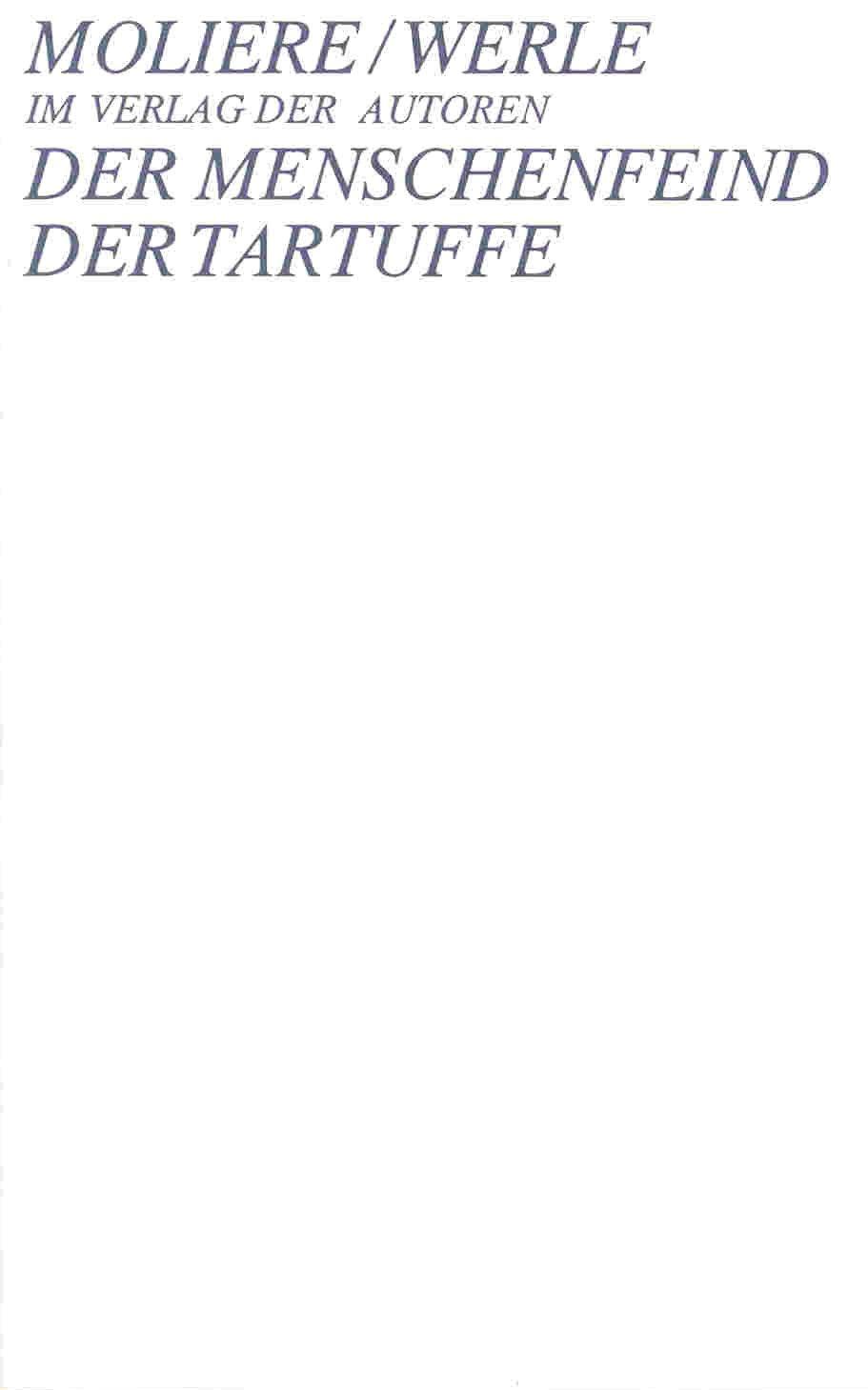 Vorderes Coverbild Der Menschenfeind / Der Tartuffe