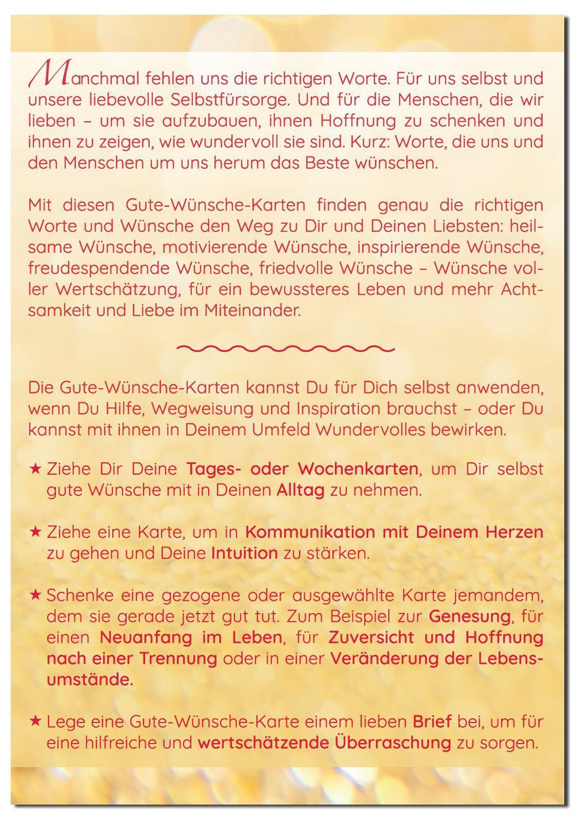 Beispielinhalt (Bild) 62 Gute Wünsche Karten | Das wünsche ich Dir | Achtsamkeitskarten | Orakelkarten | Impulskarten | Geschenkidee