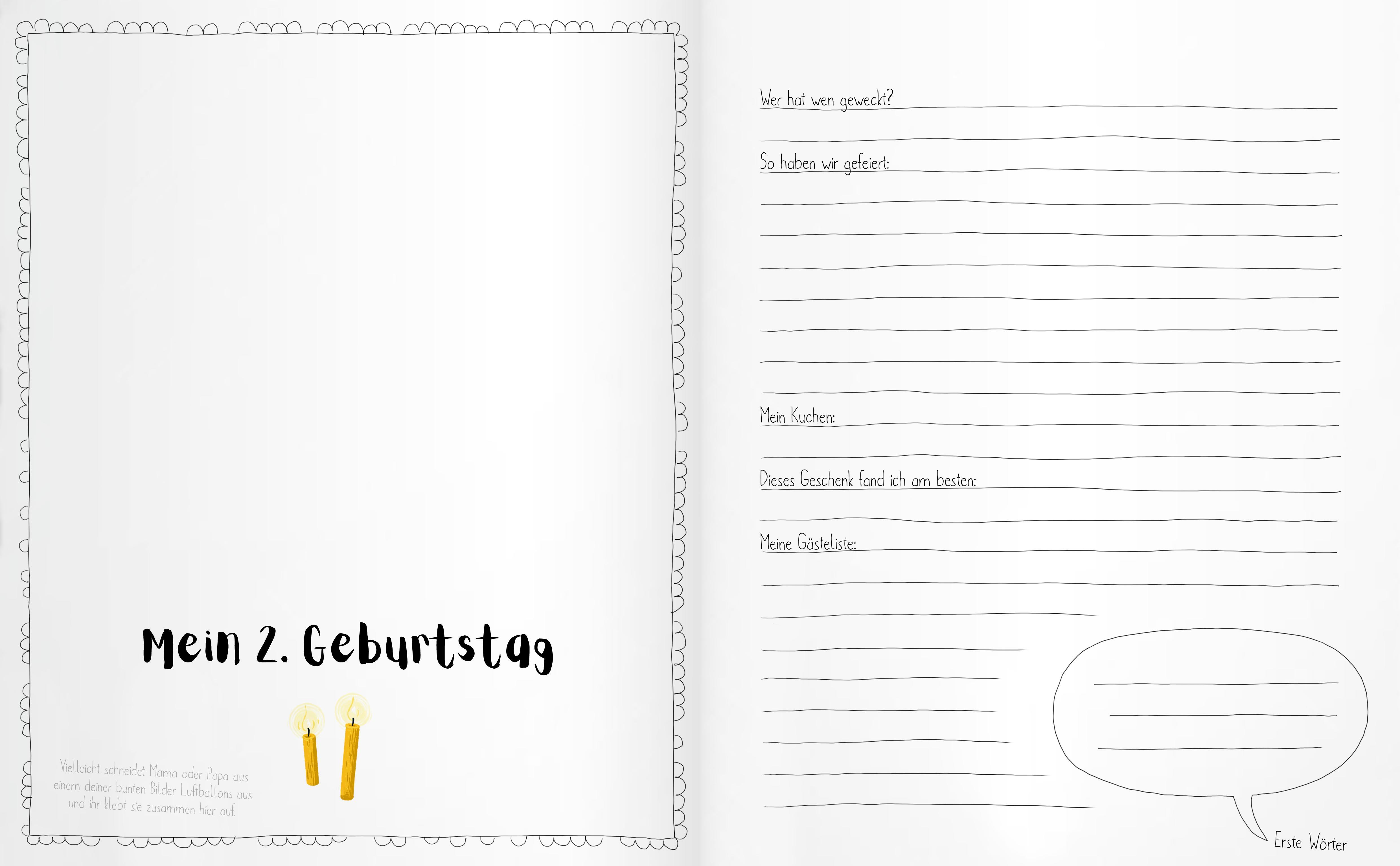 Beispielinhalt (Bild) Hipp, hipp, hurra! MEIN GEBURTSTAGSBUCH