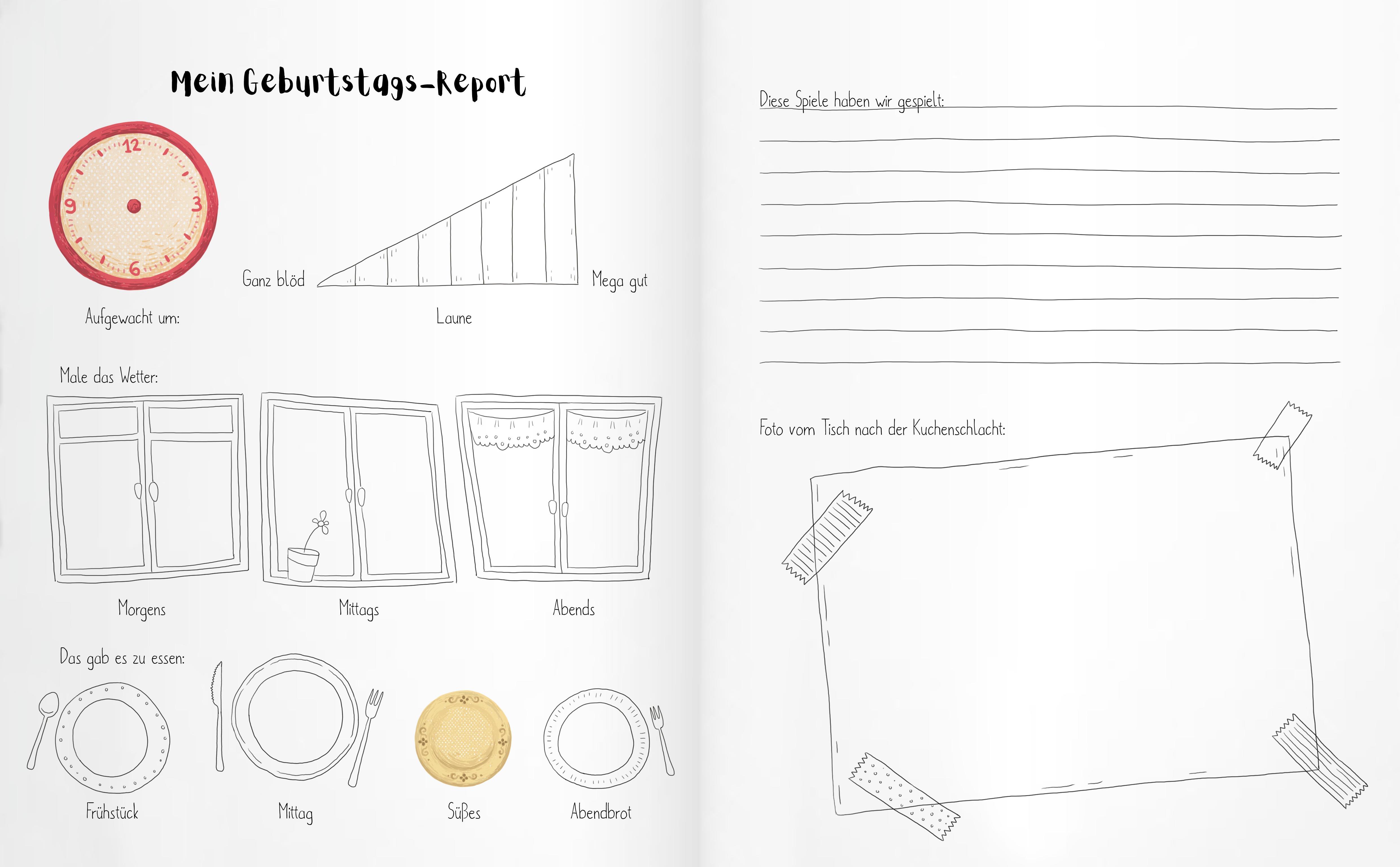 Beispielinhalt (Bild) Hipp, hipp, hurra! MEIN GEBURTSTAGSBUCH