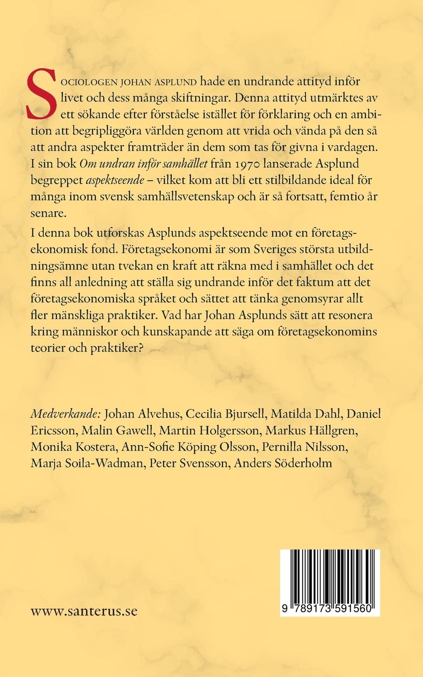 Rückseitencover Om undran inför företagsekonomin