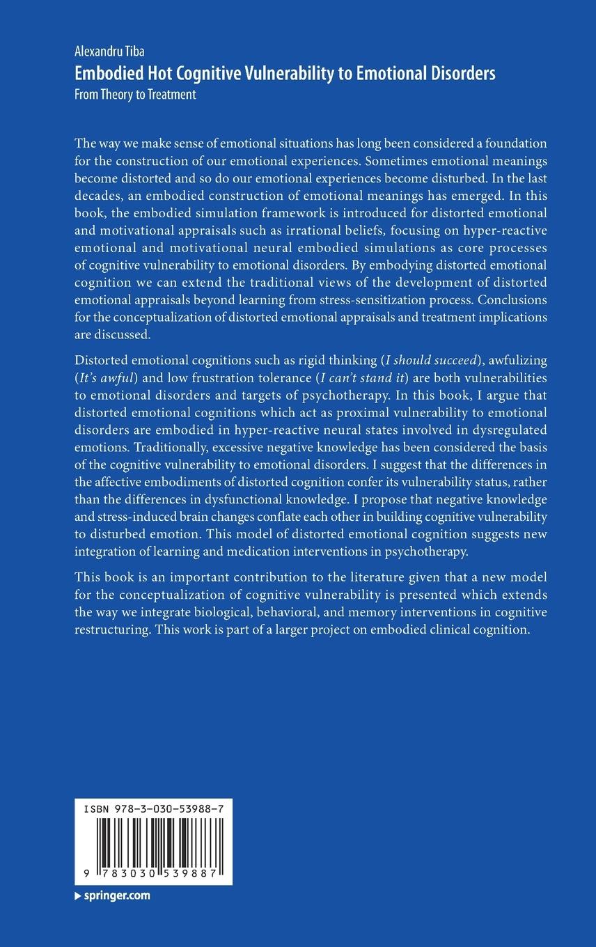 Rückseitencover Embodied Hot Cognitive Vulnerability to Emotional Disorders¿
