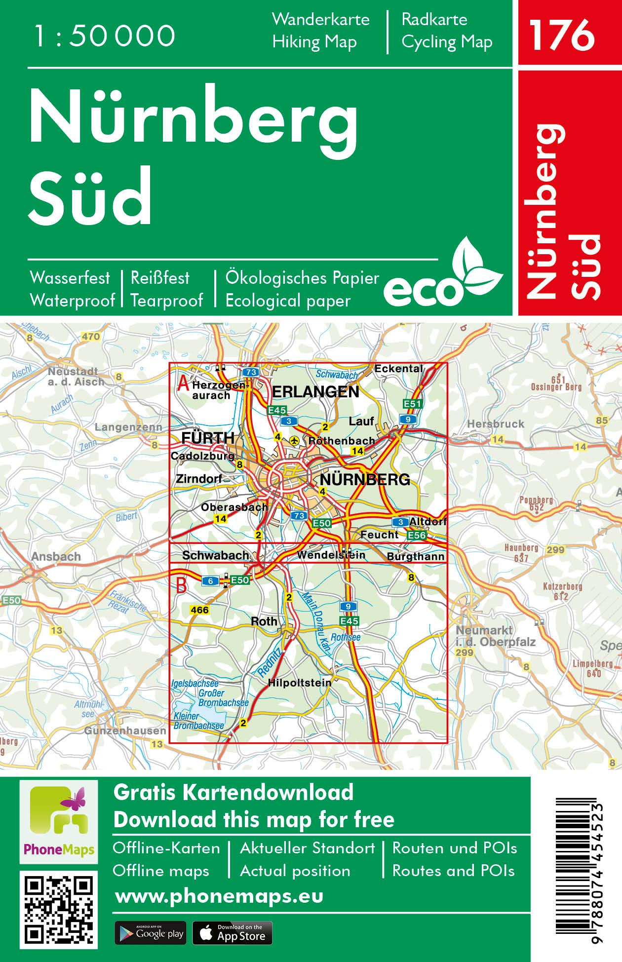 Rückseitencover Nürnberg Süd, Wander - Radkarte 1 : 50 000