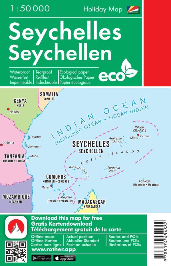 Rückseitencover Seychellen, Freizeitkarte 1 : 50 000