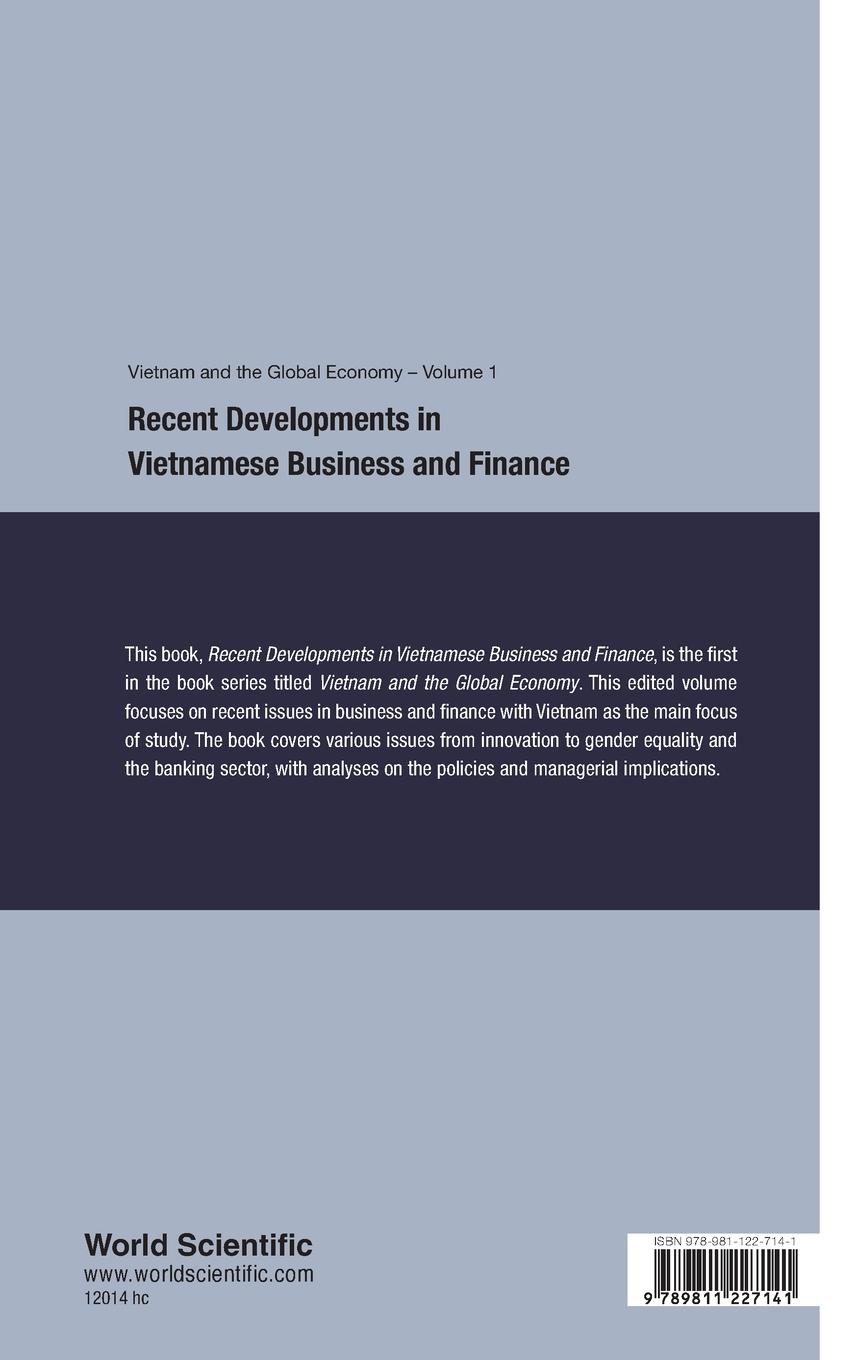 Rückseitencover RECENT DEVELOPMENTS IN VIETNAMESE BUSINESS AND FINANCE