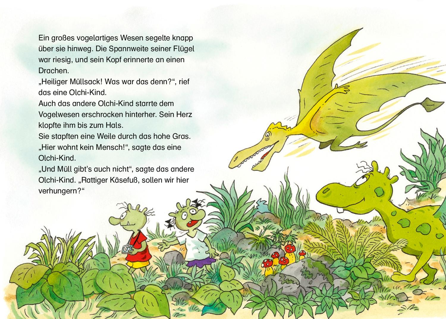 Beispielinhalt (Bild) Die Olchis retten das Dino-Baby