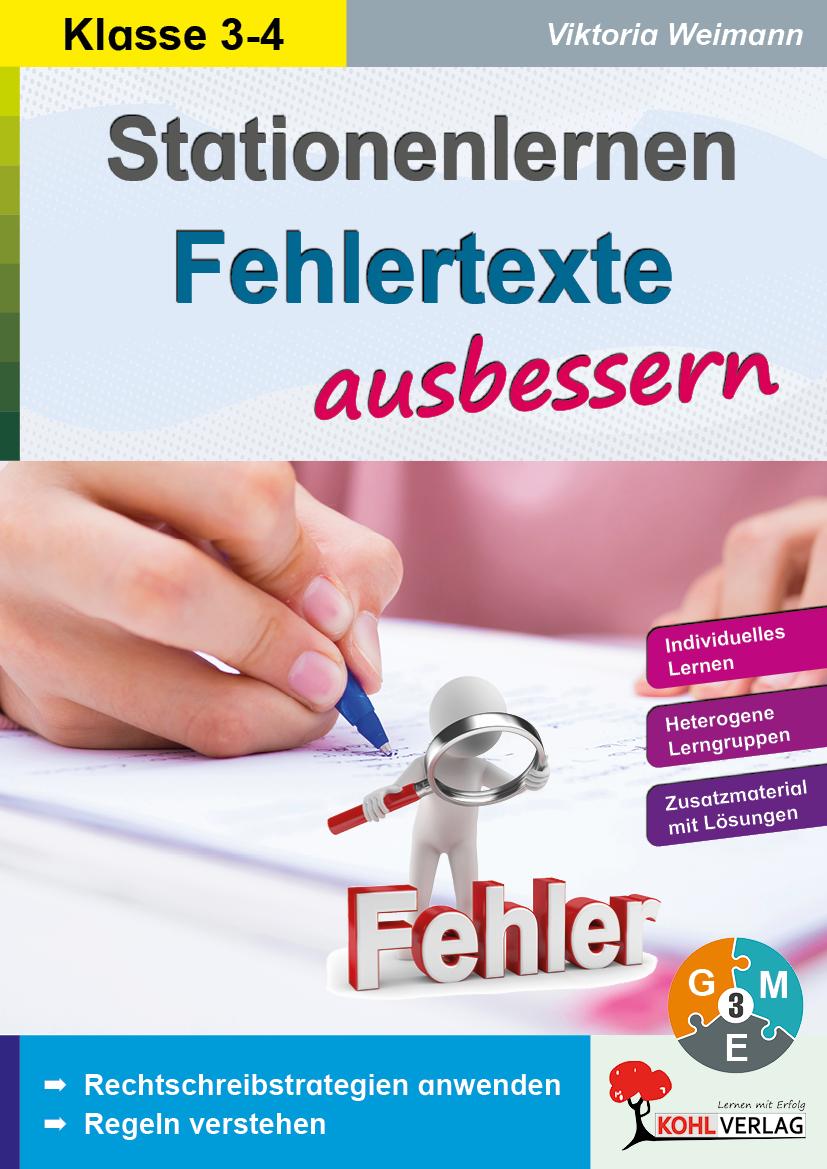 Vorderes Coverbild Stationenlernen Fehlertexte ausbessern / Klasse 3-4