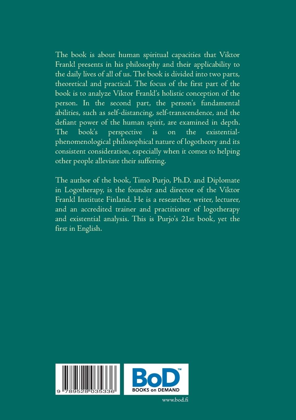 Rückseitencover The Spiritual Capabilities of Viktor Frankl's Logotheory