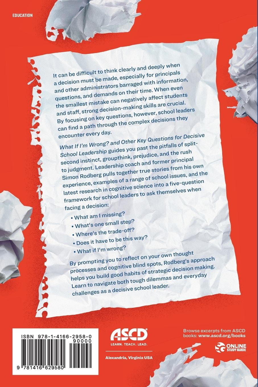 Rückseitencover What If I'm Wrong? and Other Key Questions for Decisive School Leadership