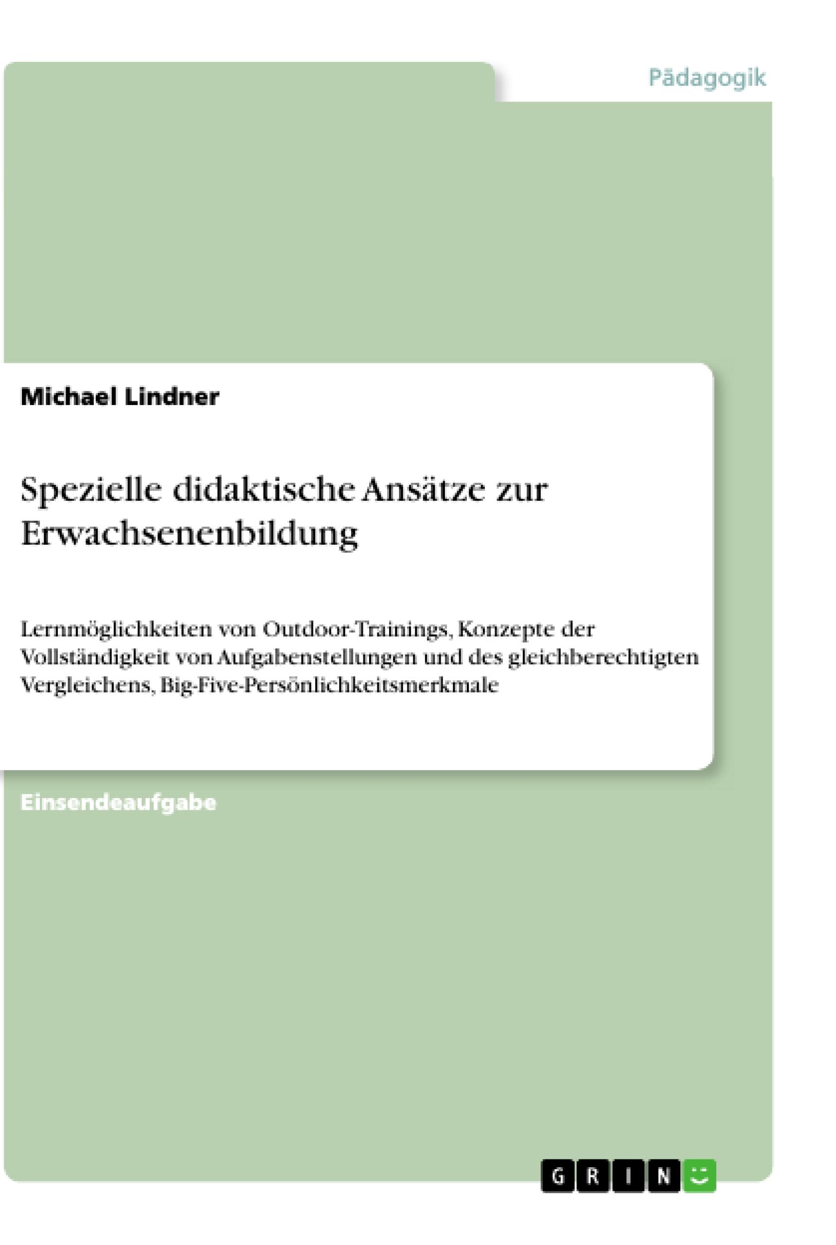 Vorderes Coverbild Spezielle didaktische Ansätze zur Erwachsenenbildung