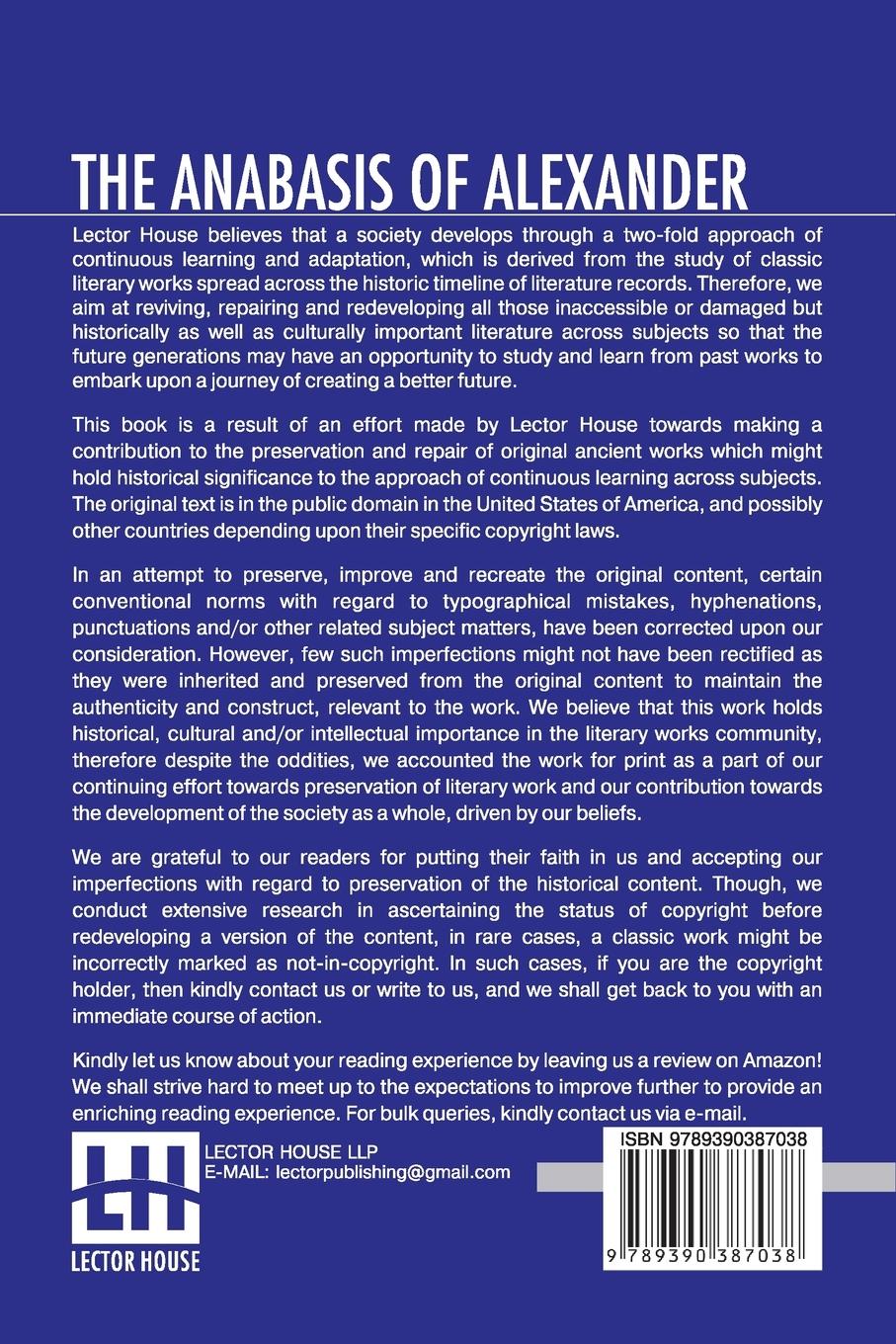 Rückseitencover The Anabasis Of Alexander (Complete)