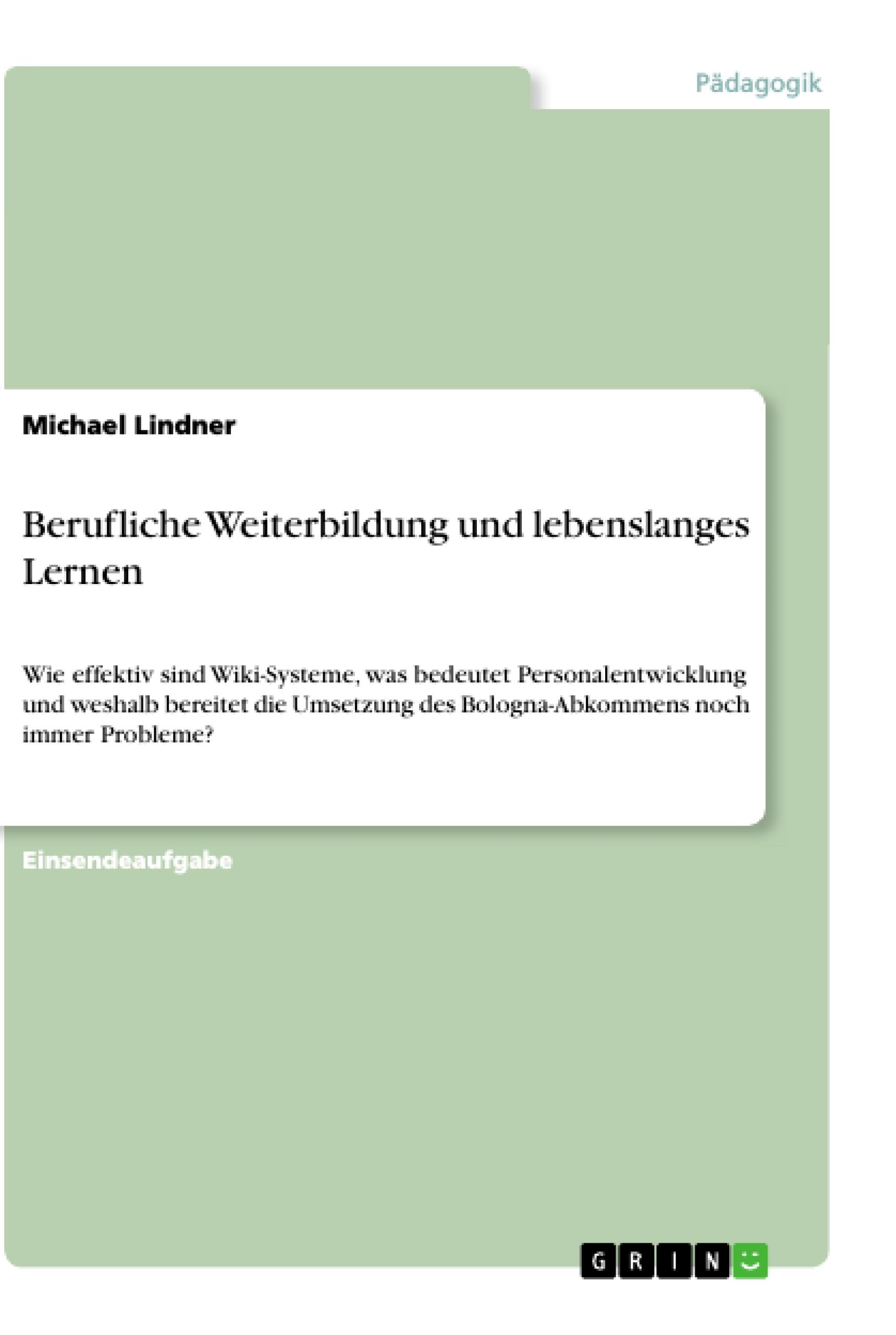 Vorderes Coverbild Berufliche Weiterbildung und lebenslanges Lernen