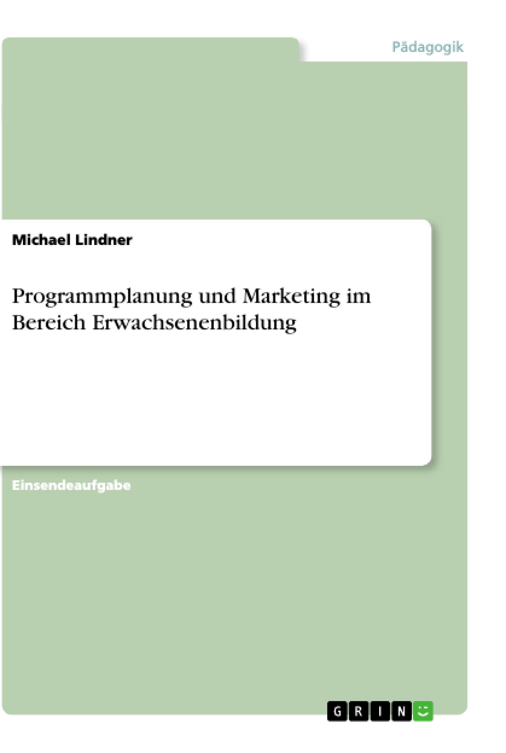 Vorderes Coverbild Programmplanung und Marketing im Bereich Erwachsenenbildung
