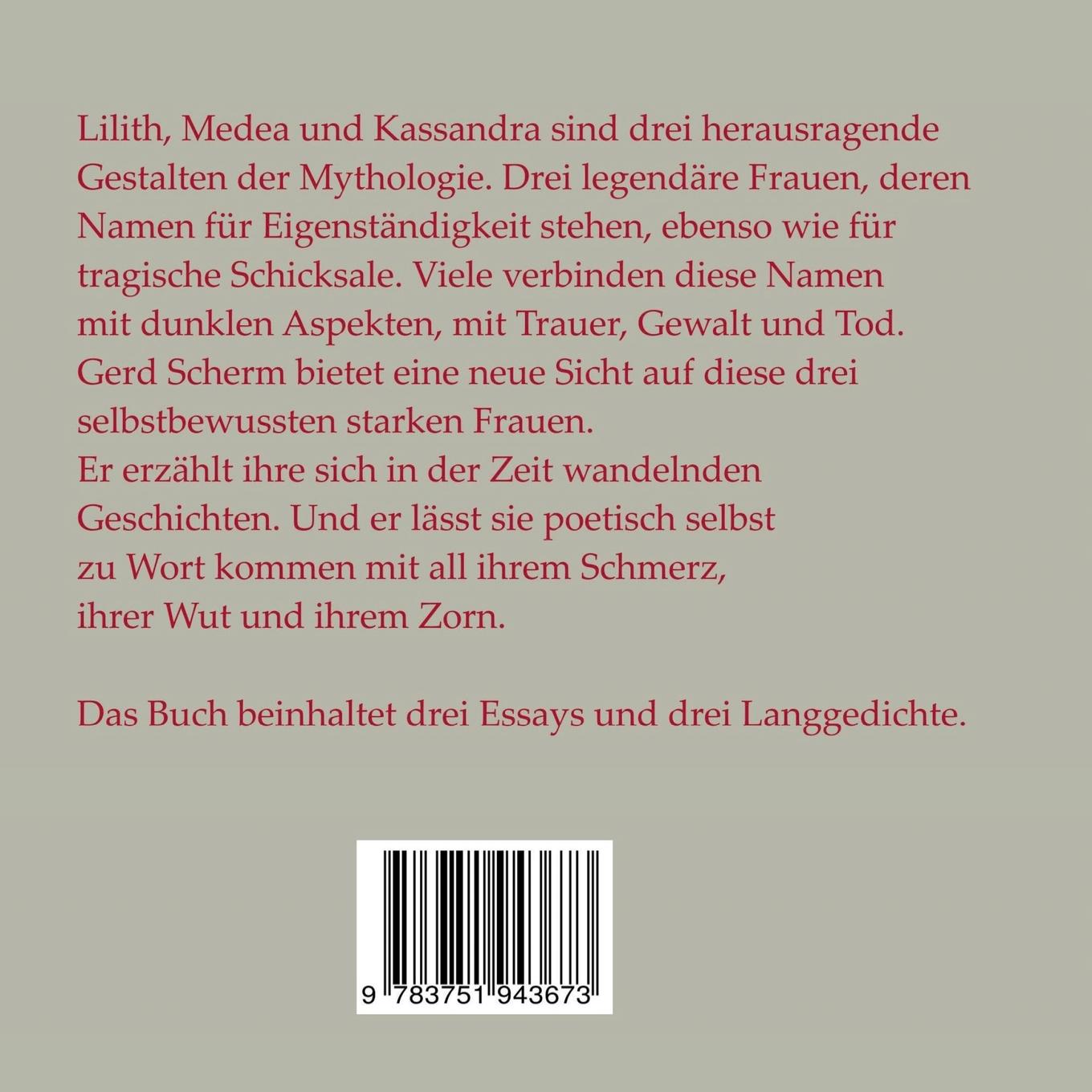 Rückseitencover Drei starke Frauen - Lilith Medea Kassandra