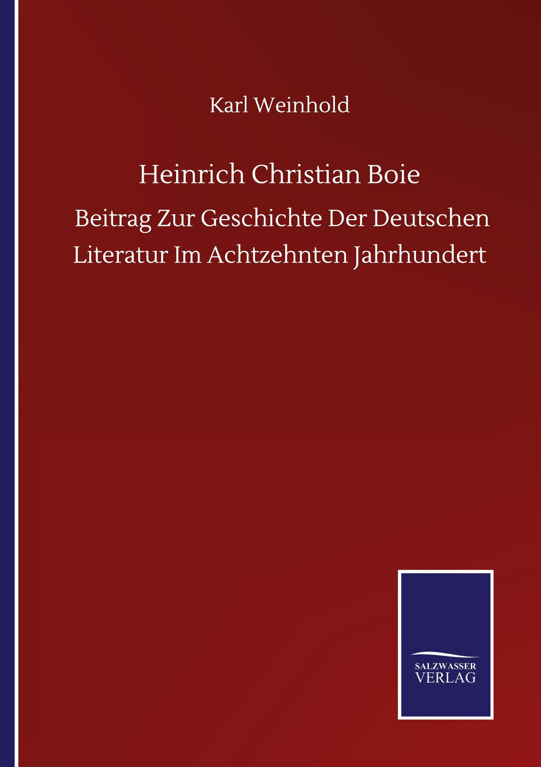 Vorderes Coverbild Heinrich Christian Boie