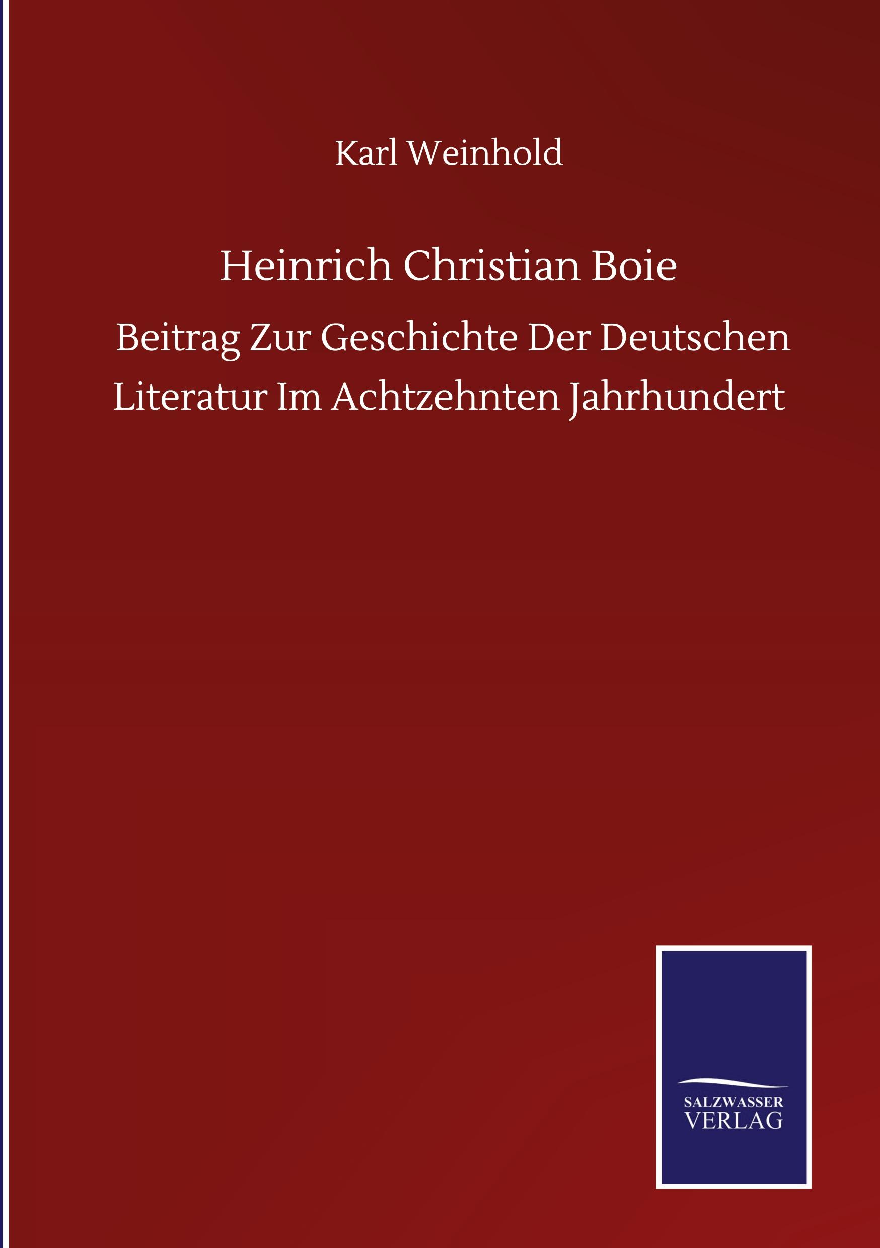 Vorderes Coverbild Heinrich Christian Boie