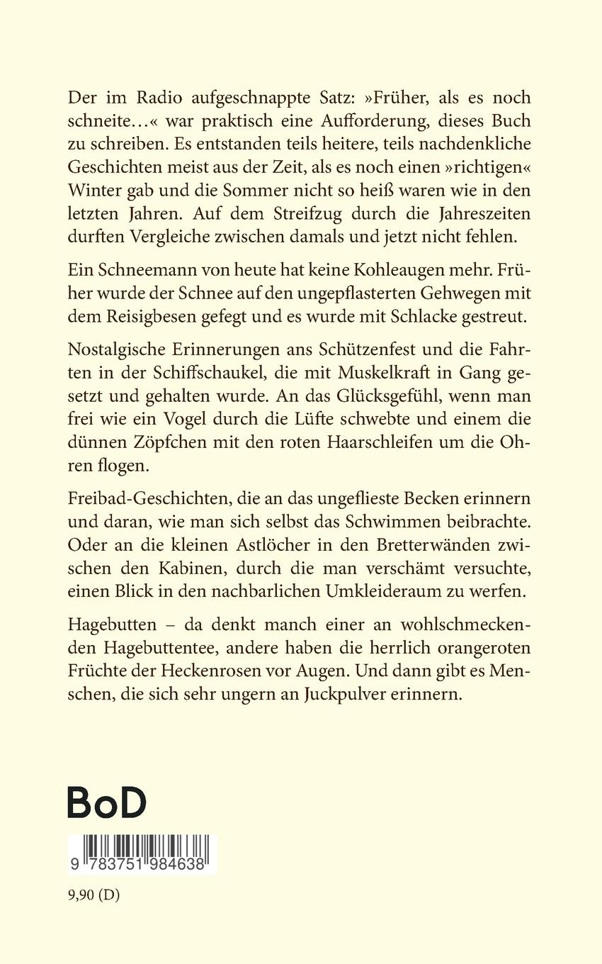 Rückseitencover Früher als es noch schneite
