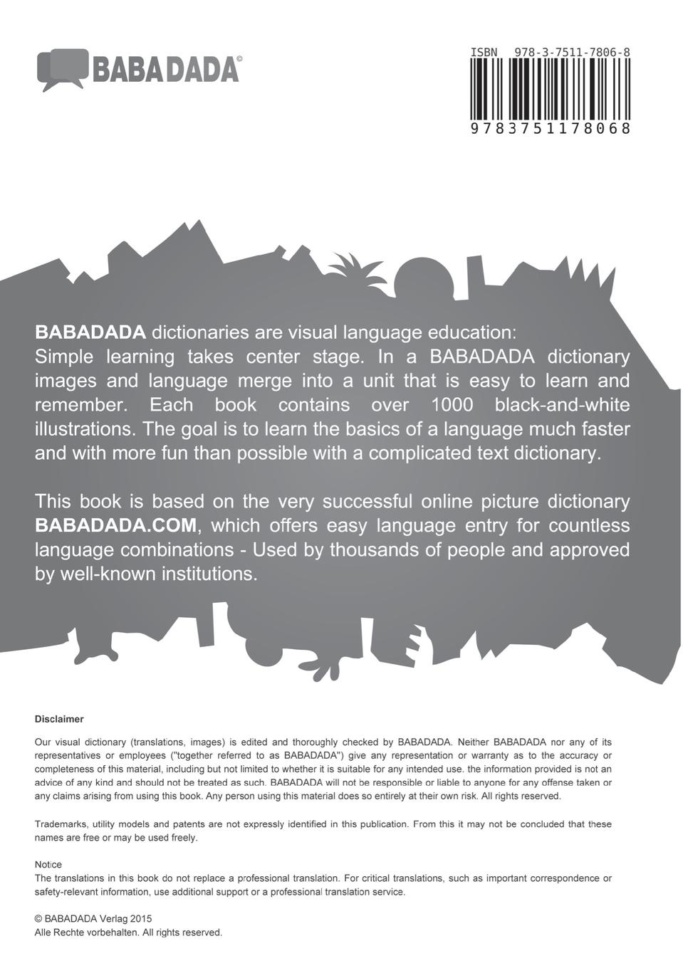 Rückseitencover português - Tajik (in cyrillic script), dicionário de imagens, BW