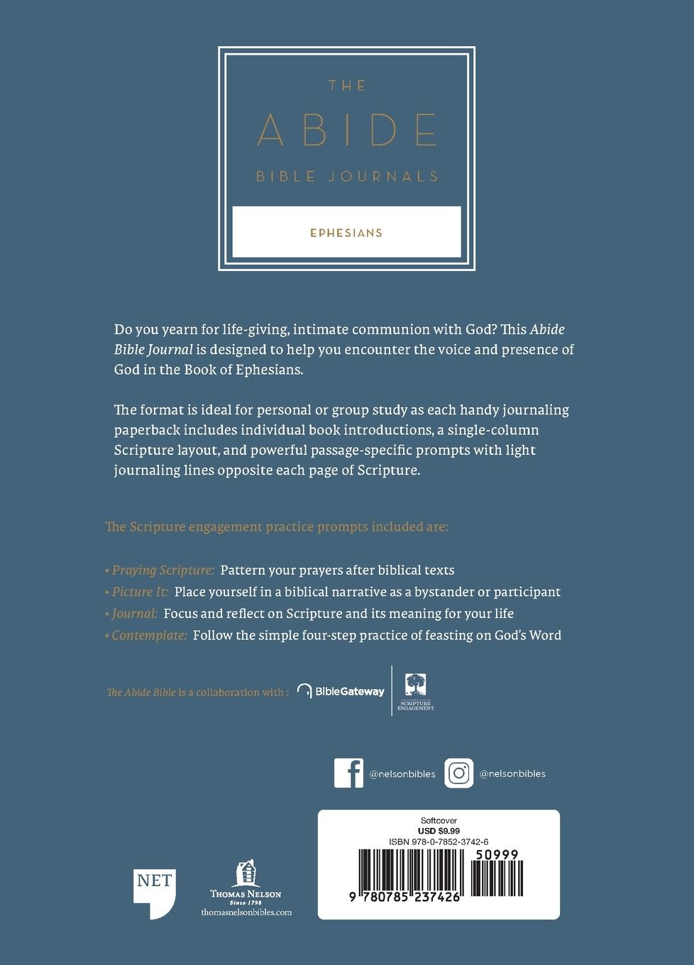 Rückseitencover NET Abide Bible Journal - Ephesians, Paperback, Comfort Print | Softcover