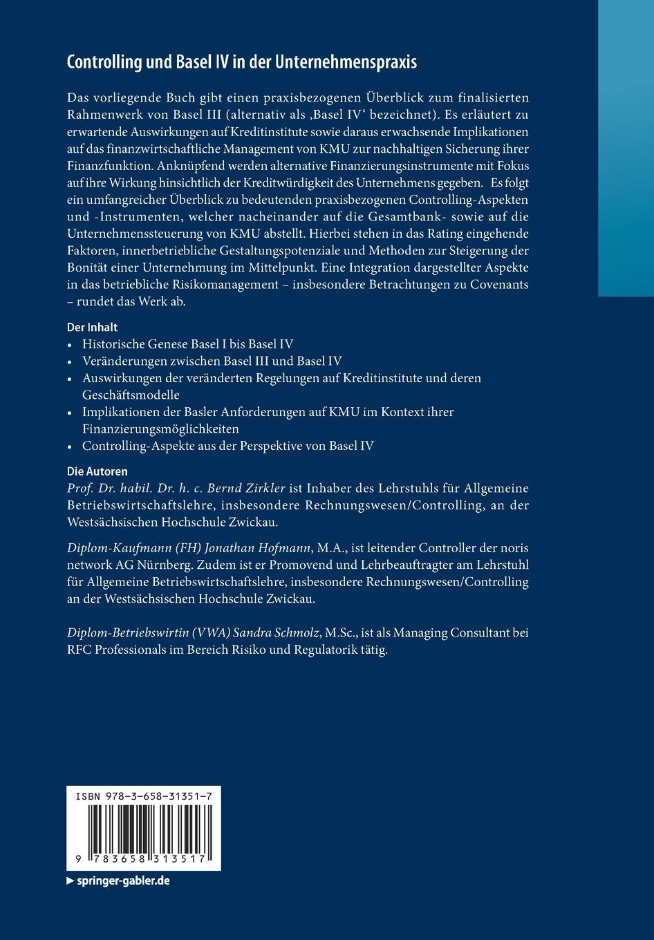 Rückseitencover Controlling und Basel IV in der Unternehmenspraxis