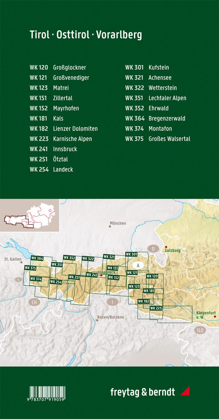 Rückseitencover Tirol - Osttirol - Vorarlberg, Wanderkarten Set 1:50.000