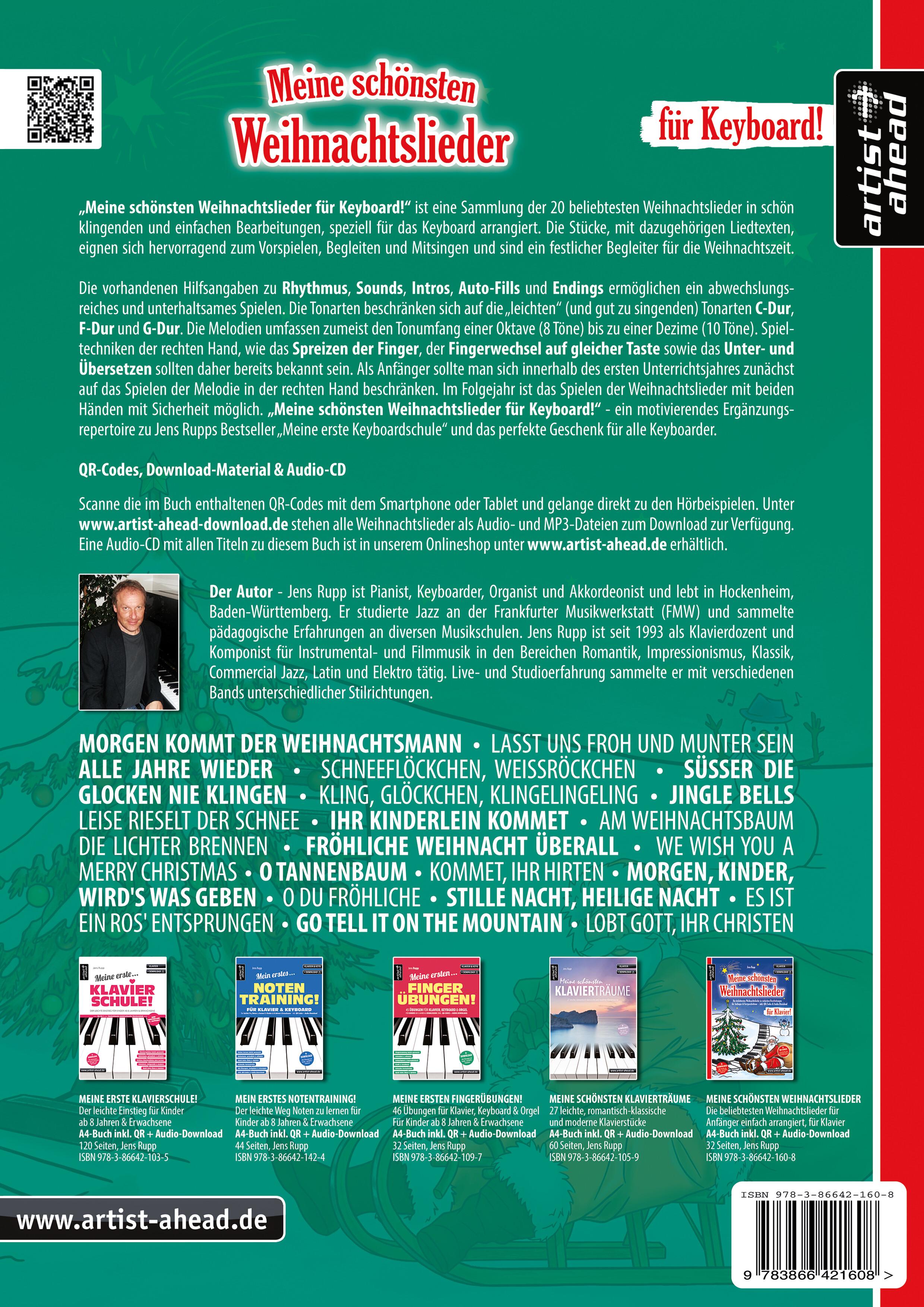 Rückseitencover Meine schönsten Weihnachtslieder für Keyboard!
