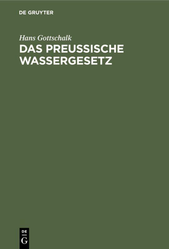 Vorderes Coverbild Das preussische Wassergesetz