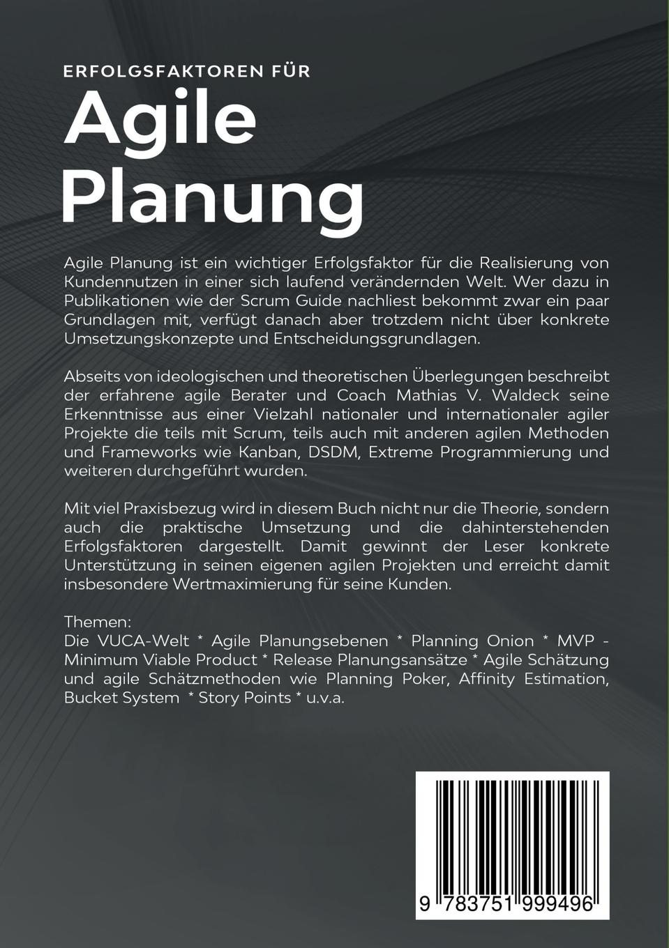 Rückseitencover Erfolgsfaktoren für agile Planung