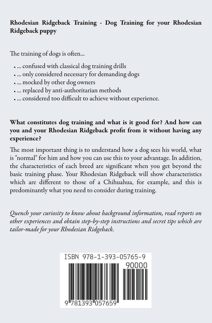 Rückseitencover Rhodesian Ridgeback Training - Dog Training for your Rhodesian Ridgeback puppy
