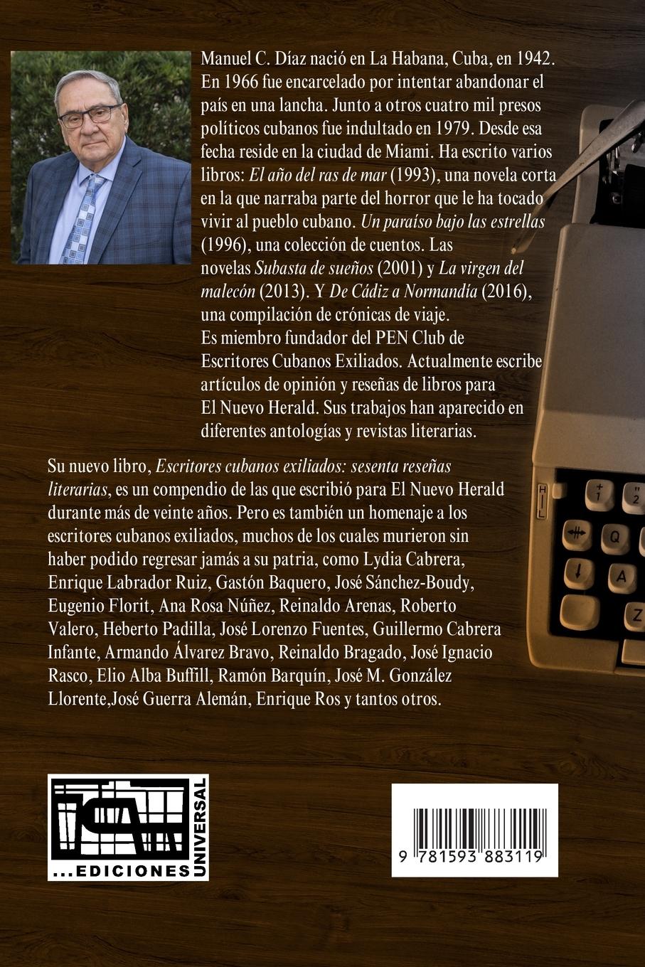 Rückseitencover ESCRITORES CUBANOS EXILIADOS SESENTA RESEÑAS LITERARIAS