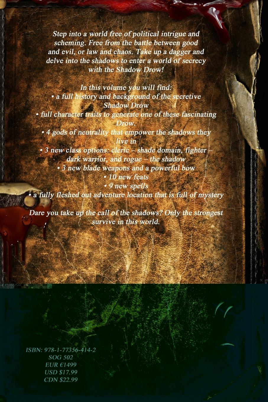 Rückseitencover Shadow Drow A Roleplaying Game Supplement