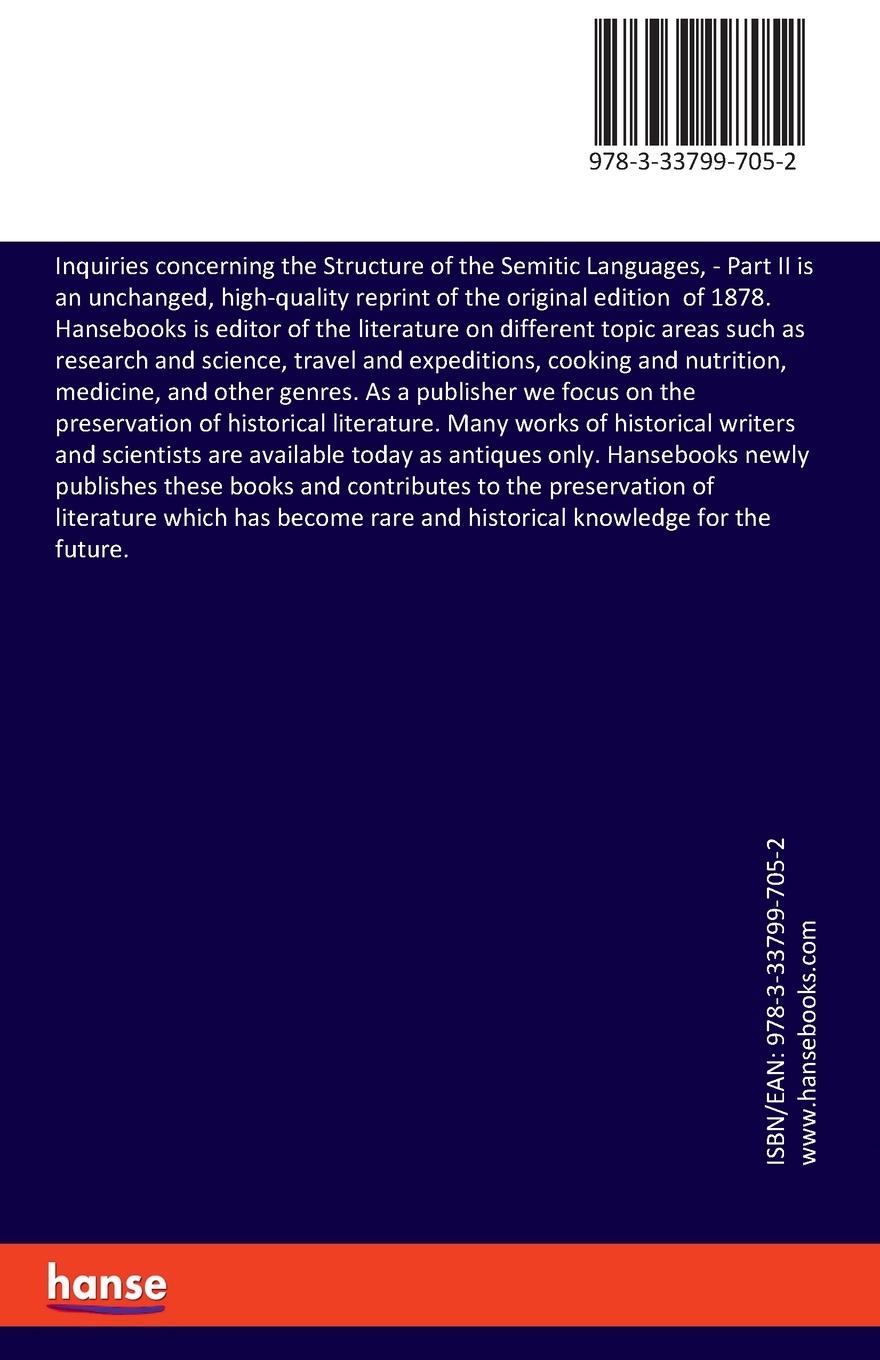 Rückseitencover Inquiries concerning the Structure of the Semitic Languages,