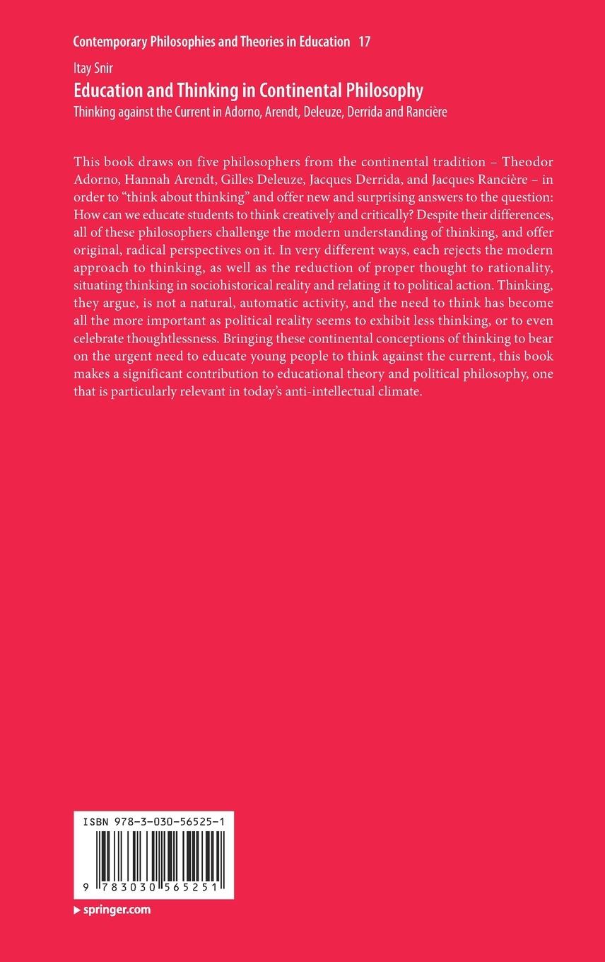 Rückseitencover Education and Thinking in Continental Philosophy
