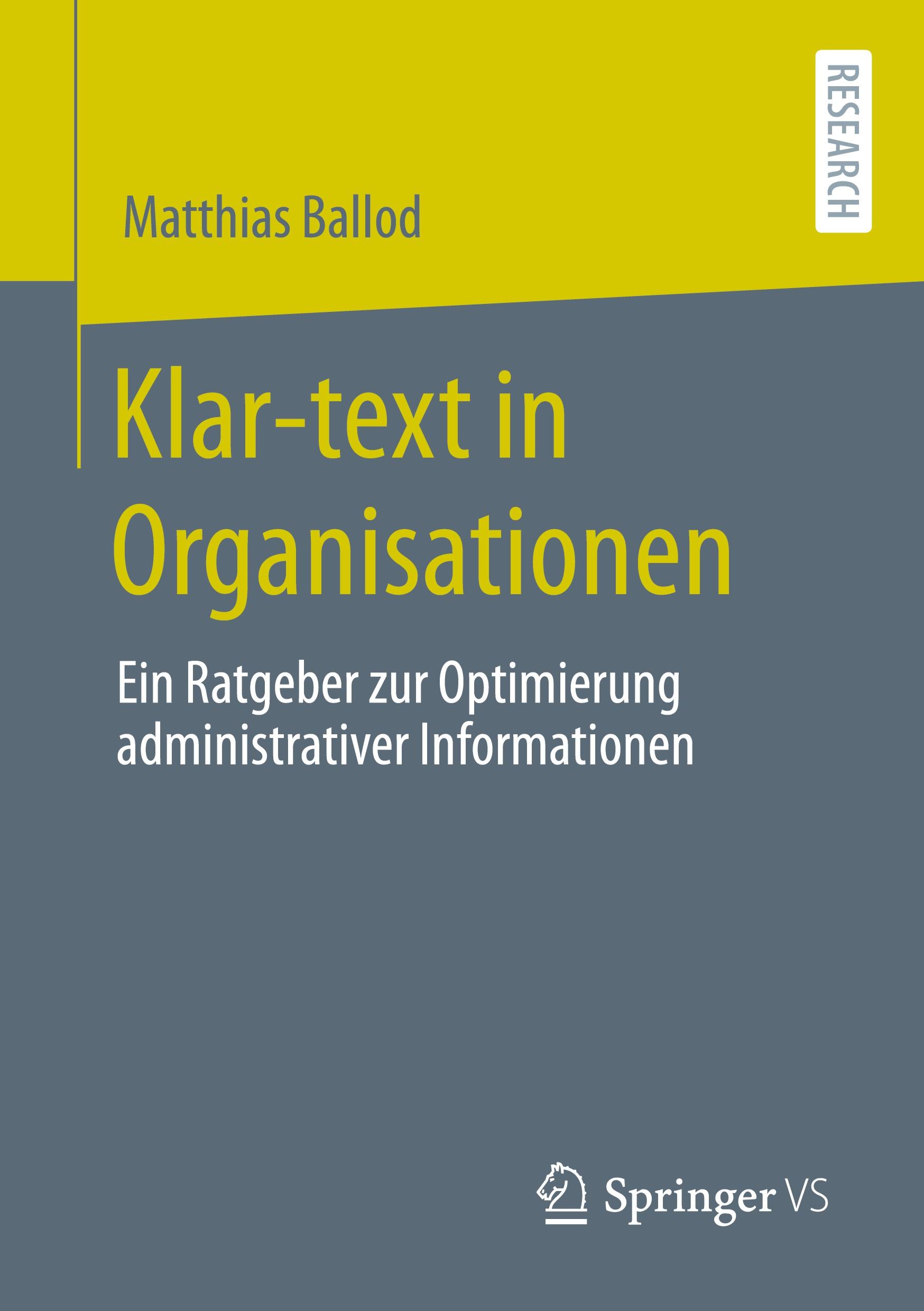 Vorderes Coverbild Klar-text in Organisationen