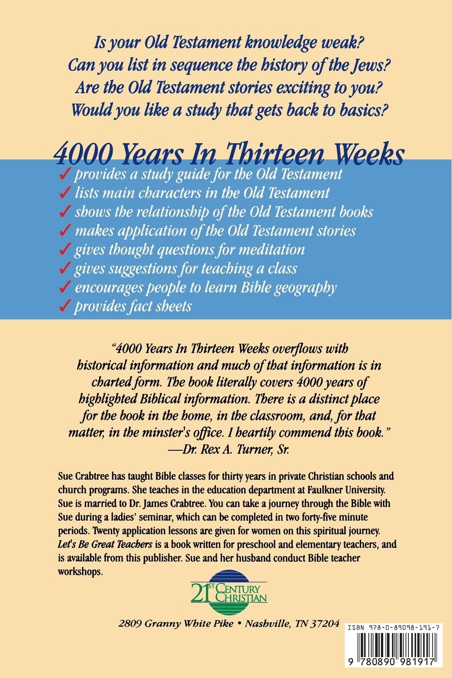 Rückseitencover 4,000 Years in Thirteen Weeks: Back to the Basics with the Old Testament