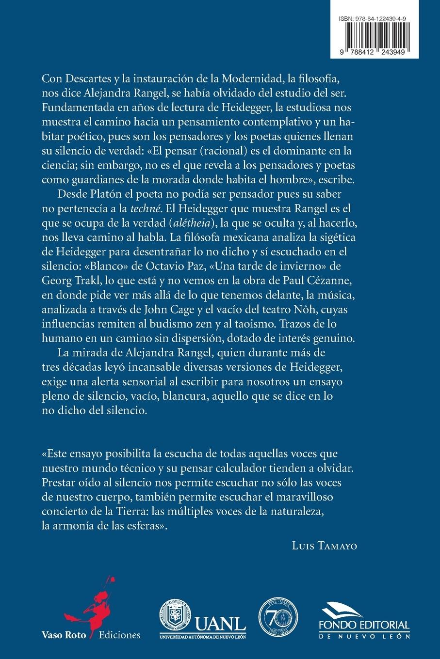 Rückseitencover Silencio, lenguaje y ser