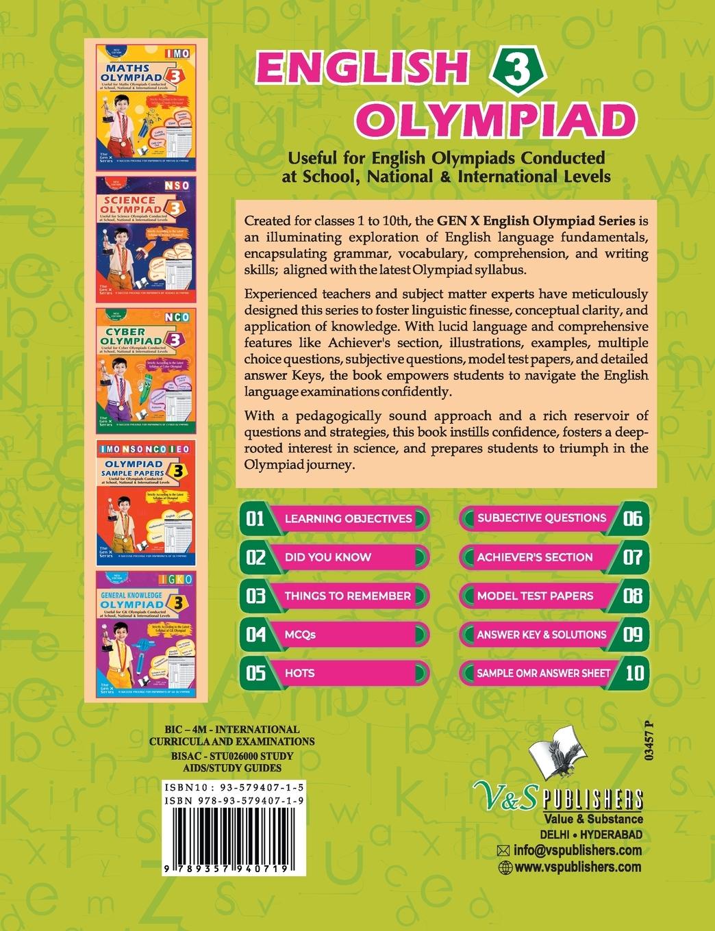 Rückseitencover International English Olympiad - Class 3 (With OMR Sheets)