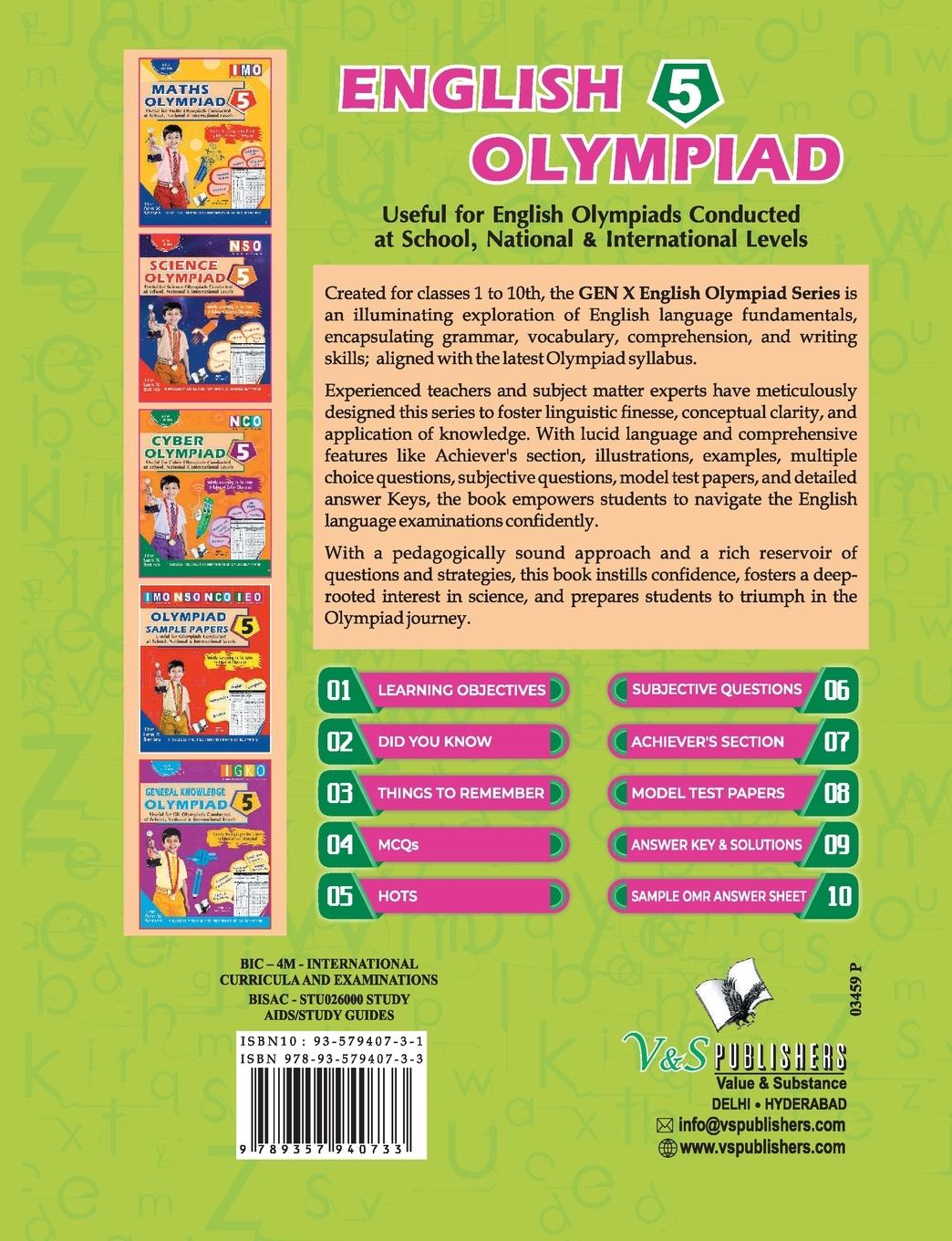 Rückseitencover International English Olympiad - Class 5(With OMR Sheets)